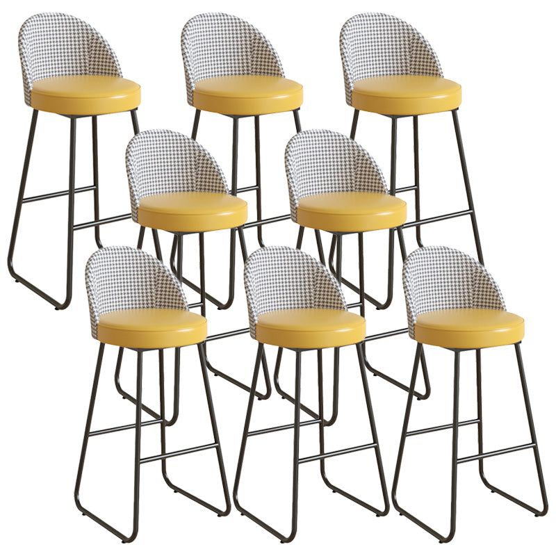 Restaurant Modern Bucket Counter Bar Stool Leather and Metal Counter-height Stool