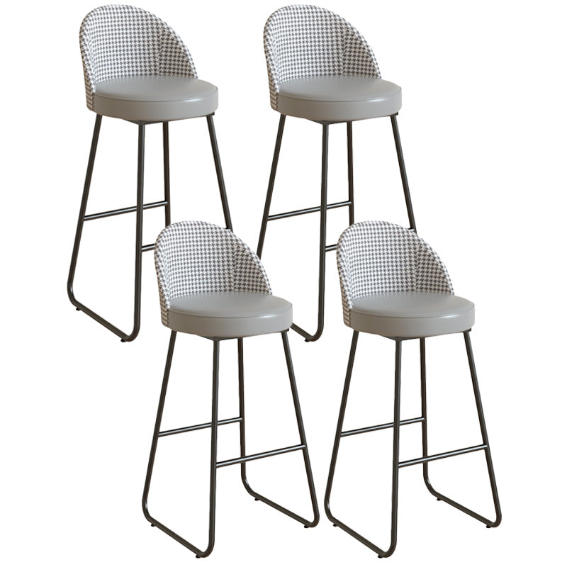 Restaurant Modern Bucket Counter Bar Stool Leather and Metal Counter-height Stool
