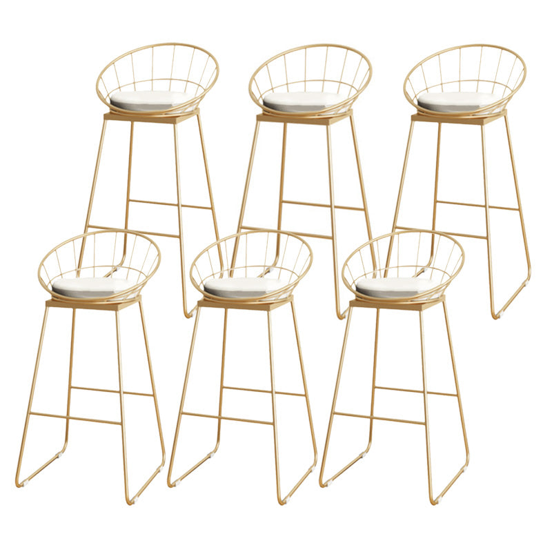 Scandinavian Coffee Shop Counter Stools Footrest Metal Backrest Gold Frame Bar Stool
