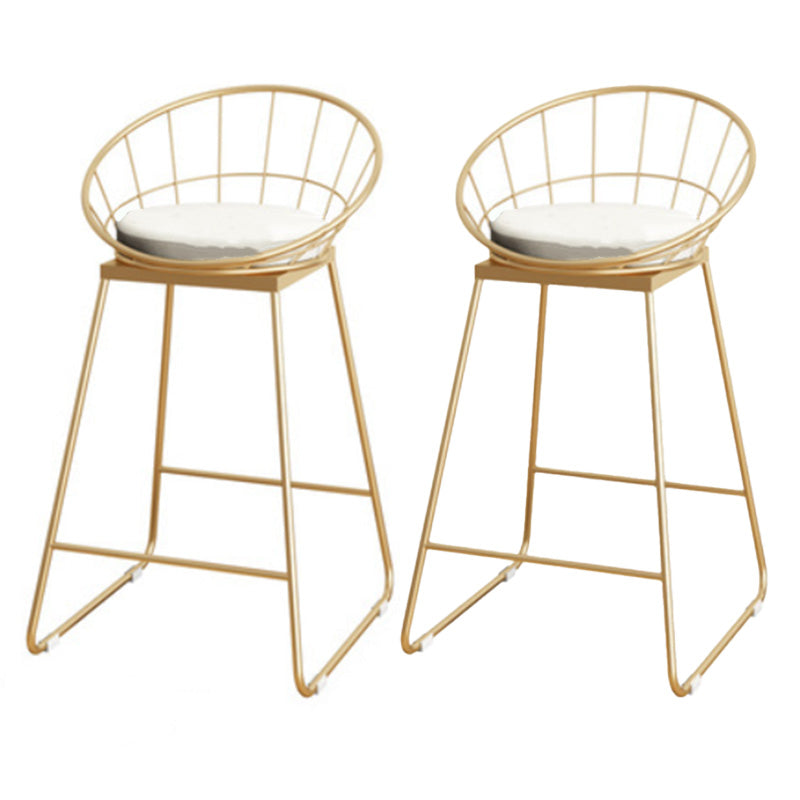 Scandinavian Coffee Shop Counter Stools Footrest Metal Backrest Gold Frame Bar Stool