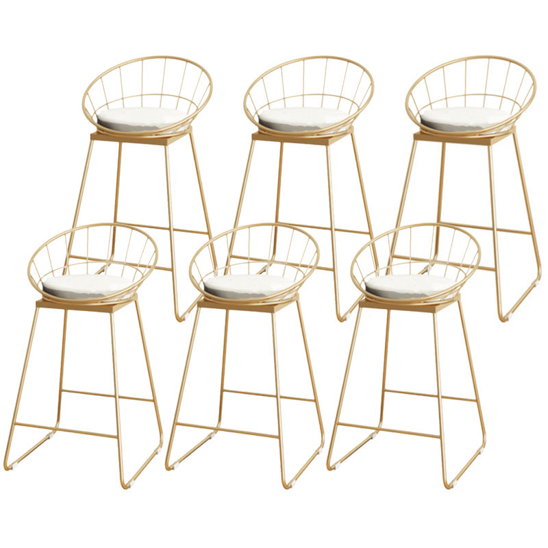 Scandinavian Coffee Shop Counter Stools Footrest Metal Backrest Gold Frame Bar Stool