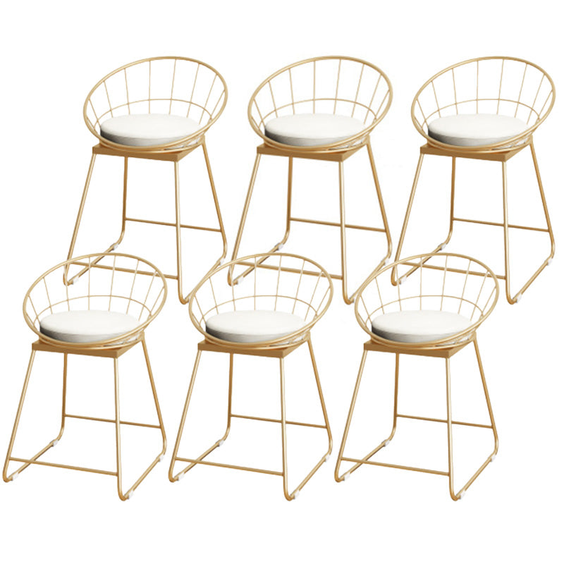 Scandinavian Coffee Shop Counter Stools Footrest Metal Backrest Gold Frame Bar Stool