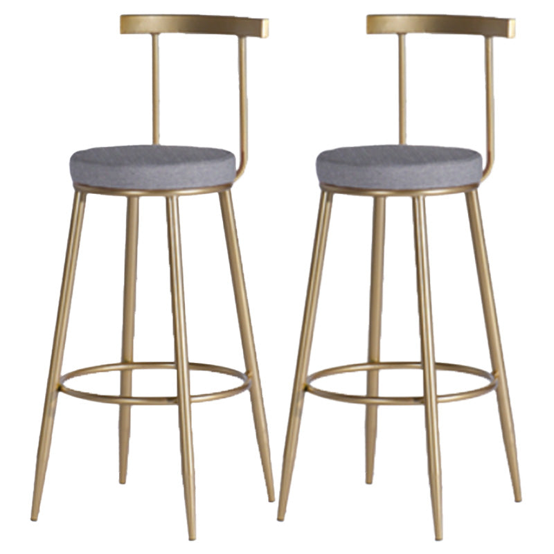Scandinavian Coffee Shop Counter Stools Footrest Metal Backrest Gold Frame Bar Stool