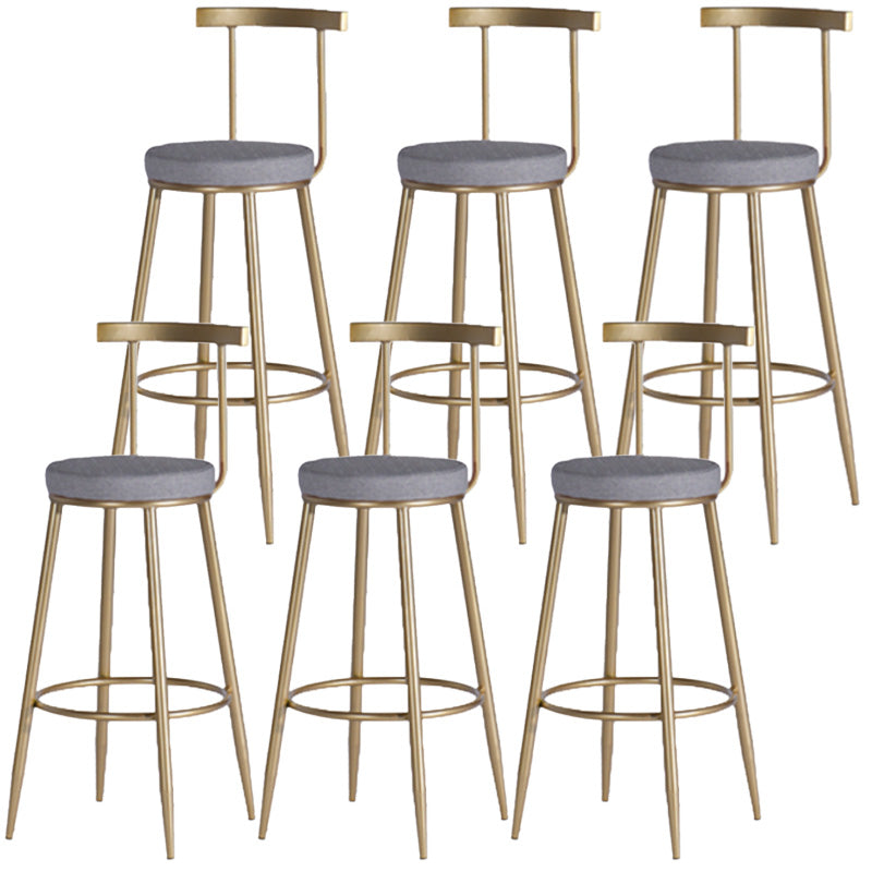 Scandinavian Coffee Shop Counter Stools Footrest Metal Backrest Gold Frame Bar Stool
