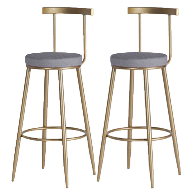 Scandinavian Coffee Shop Counter Stools Footrest Metal Backrest Gold Frame Bar Stool