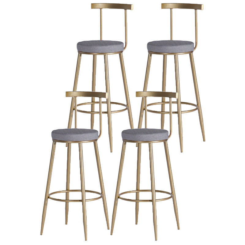 Scandinavian Coffee Shop Counter Stools Footrest Metal Backrest Gold Frame Bar Stool