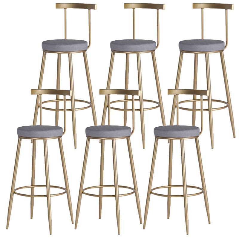Scandinavian Coffee Shop Counter Stools Footrest Metal Backrest Gold Frame Bar Stool