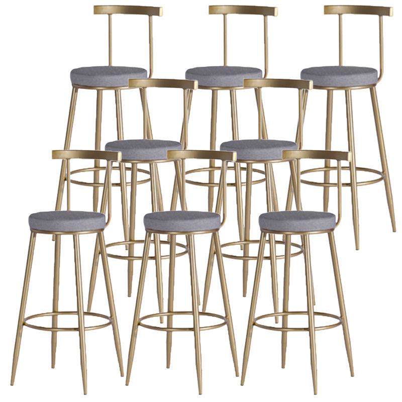 Scandinavian Coffee Shop Counter Stools Footrest Metal Backrest Gold Frame Bar Stool