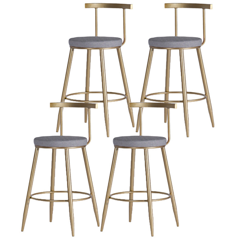 Scandinavian Coffee Shop Counter Stools Footrest Metal Backrest Gold Frame Bar Stool