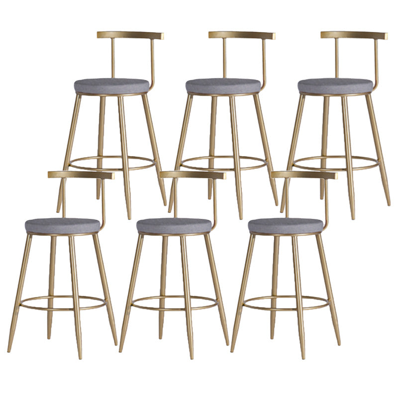 Scandinavian Coffee Shop Counter Stools Footrest Metal Backrest Gold Frame Bar Stool