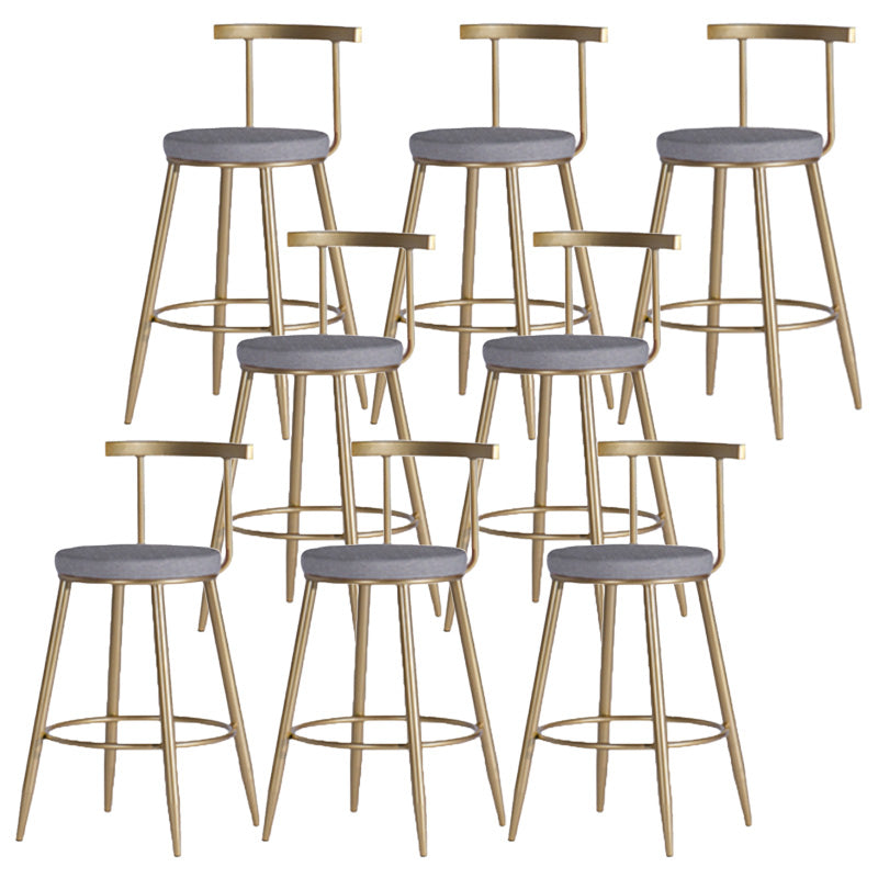 Scandinavian Coffee Shop Counter Stools Footrest Metal Backrest Gold Frame Bar Stool