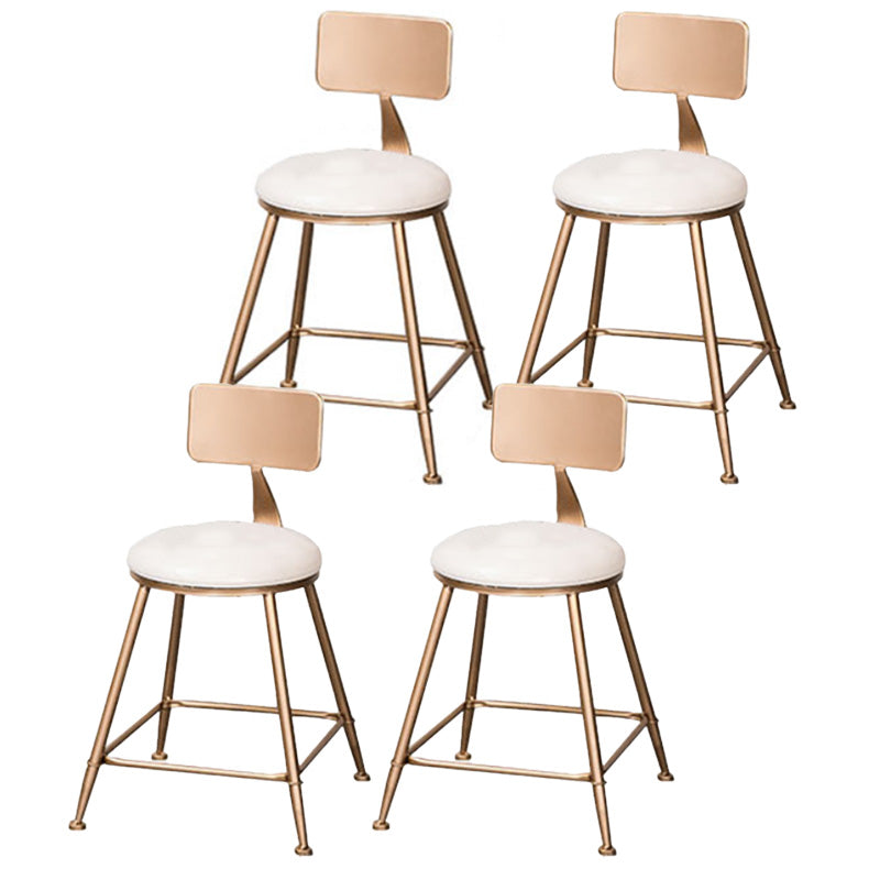 Scandinavian Coffee Shop Counter Stools Footrest Metal Backrest Gold Frame Bar Stool