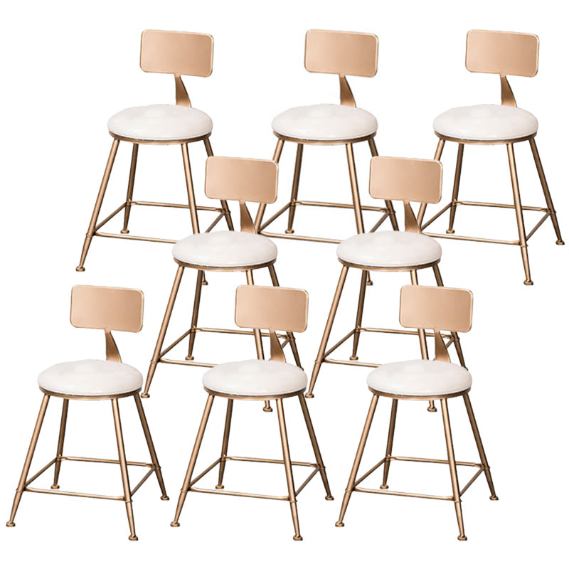 Scandinavian Coffee Shop Counter Stools Footrest Metal Backrest Gold Frame Bar Stool