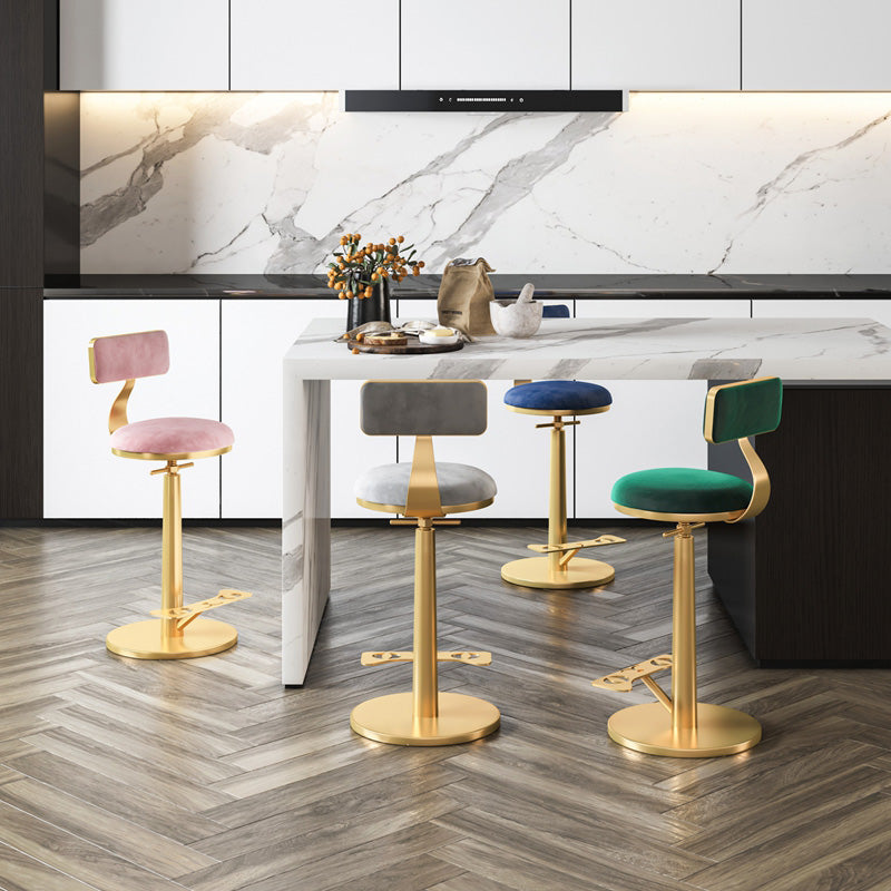 Indoor Footrest Counter Chair Adjustable Height Metal Swivel Counter Bar Stool