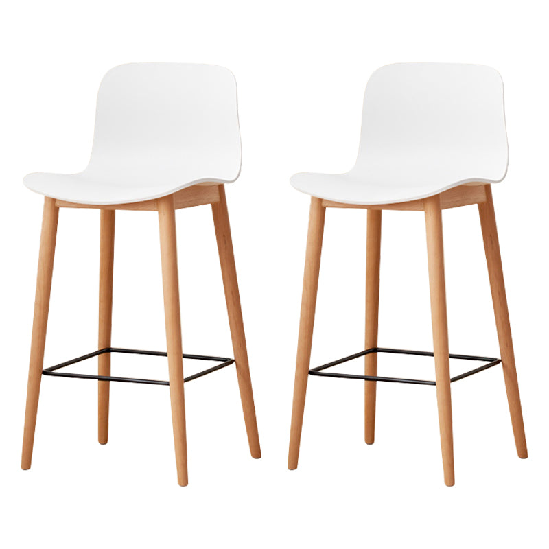 Modern Wood Barstool Simple Low Back Indoor Tall Stool with Plastic Seat