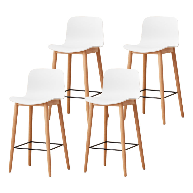 Modern Wood Barstool Simple Low Back Indoor Tall Stool with Plastic Seat