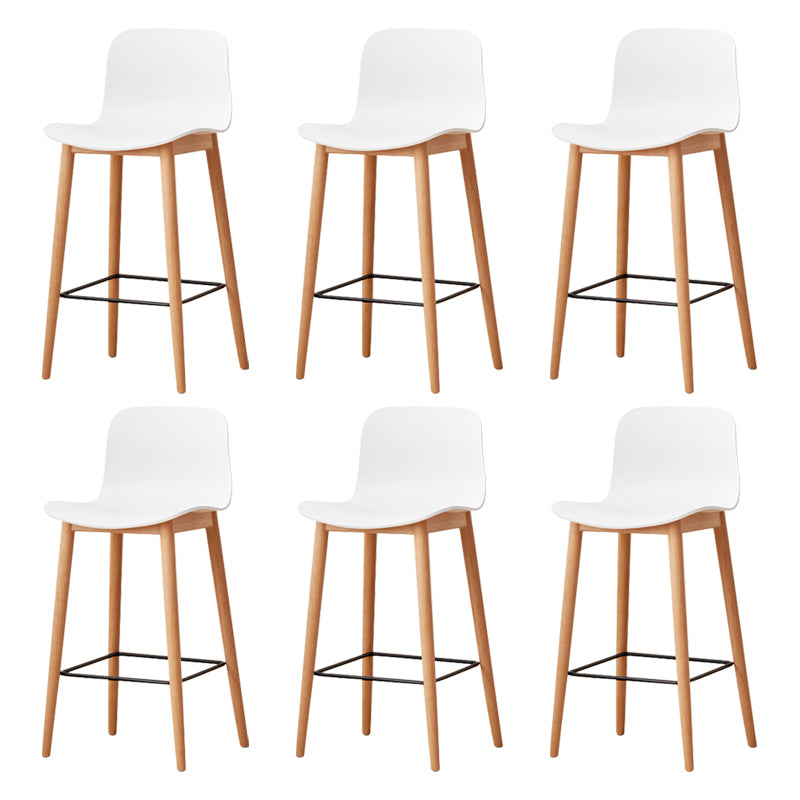 Modern Wood Barstool Simple Low Back Indoor Tall Stool with Plastic Seat