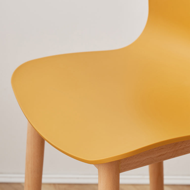 Modern Wood Barstool Simple Low Back Indoor Tall Stool with Plastic Seat