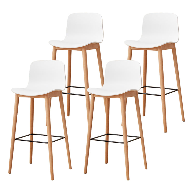 Modern Wood Barstool Simple Low Back Indoor Tall Stool with Plastic Seat