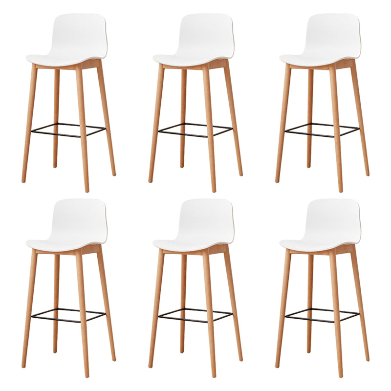 Modern Wood Barstool Simple Low Back Indoor Tall Stool with Plastic Seat