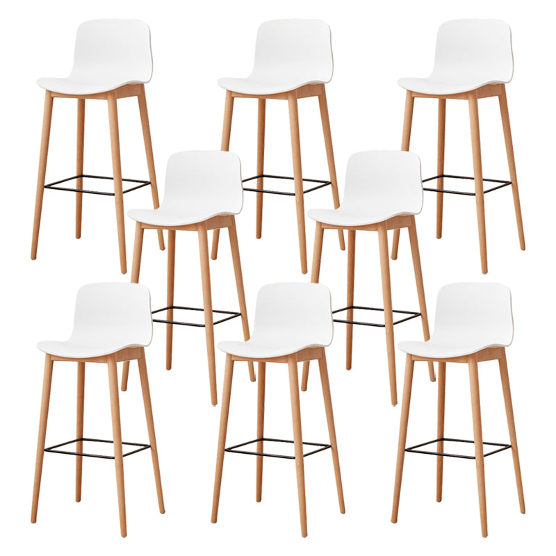 Modern Wood Barstool Simple Low Back Indoor Tall Stool with Plastic Seat