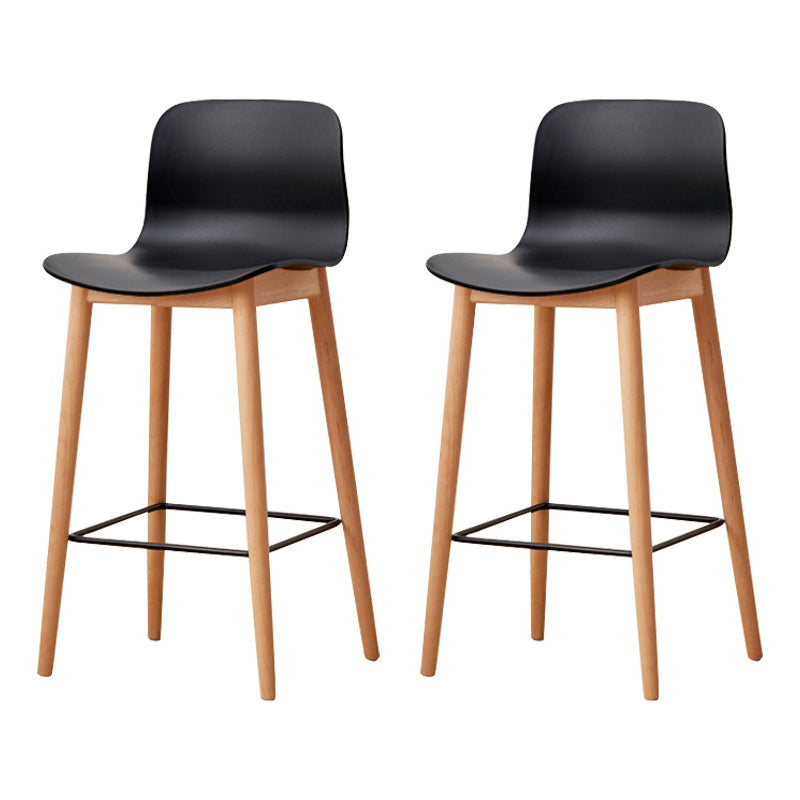 Modern Wood Barstool Simple Low Back Indoor Tall Stool with Plastic Seat