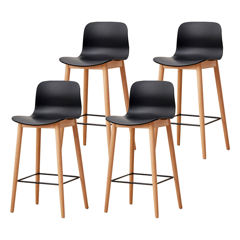 Modern Wood Barstool Simple Low Back Indoor Tall Stool with Plastic Seat