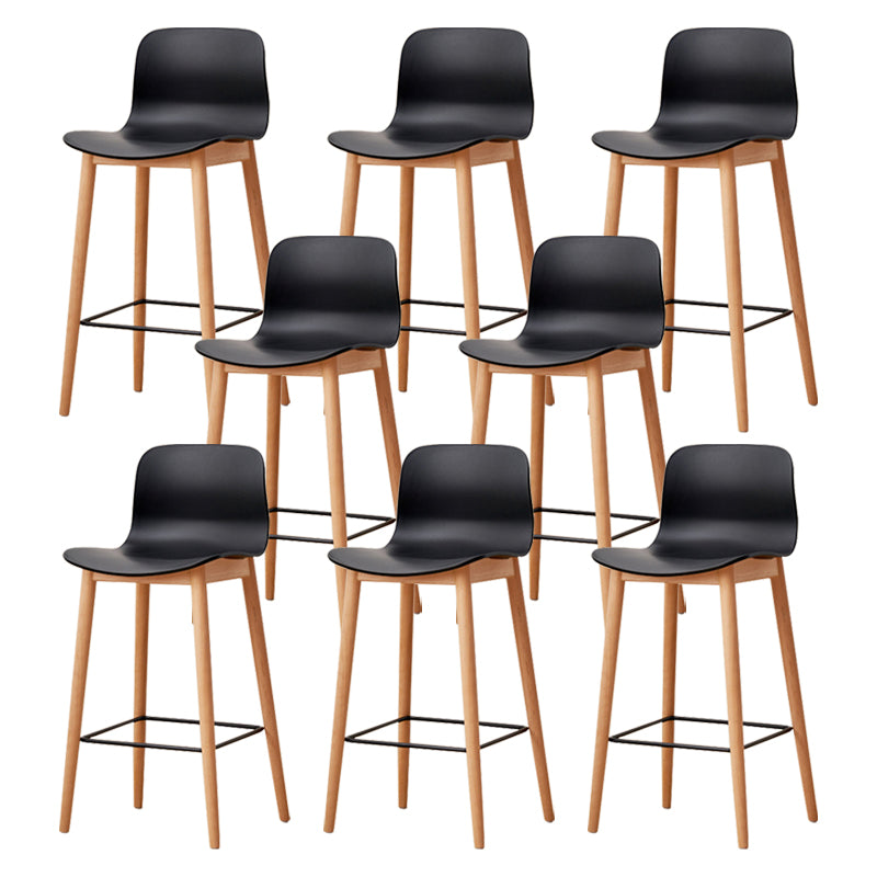 Modern Wood Barstool Simple Low Back Indoor Tall Stool with Plastic Seat