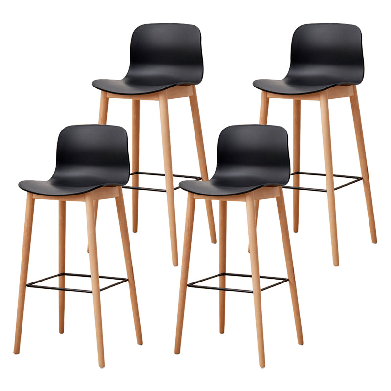 Modern Wood Barstool Simple Low Back Indoor Tall Stool with Plastic Seat