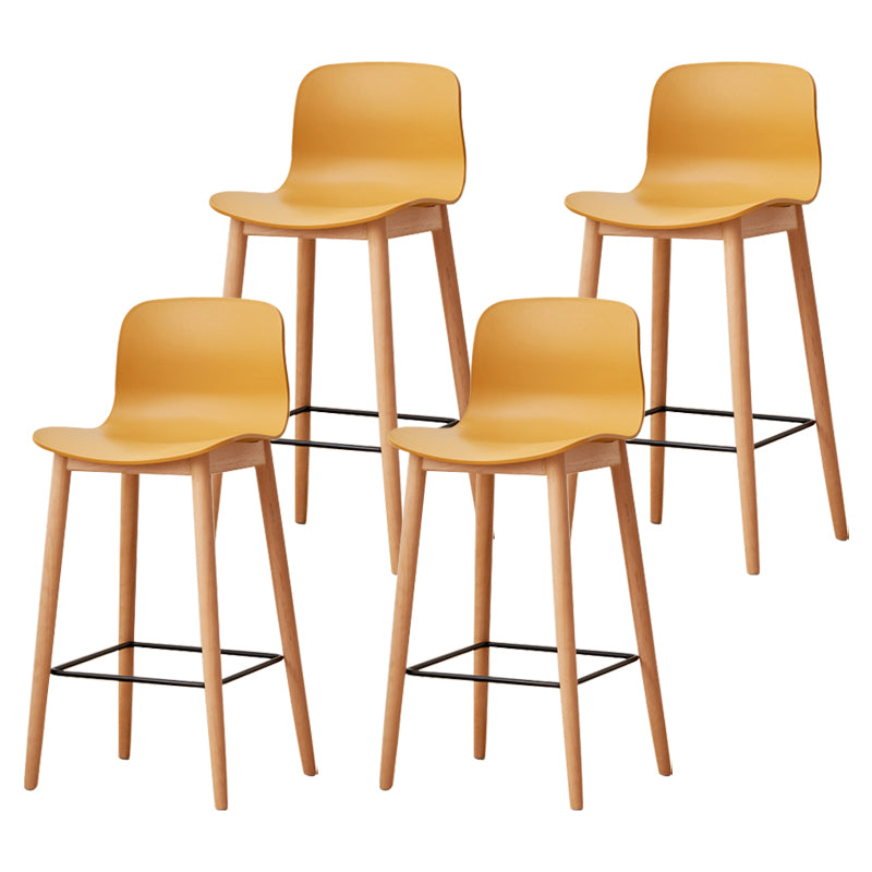 Modern Wood Barstool Simple Low Back Indoor Tall Stool with Plastic Seat