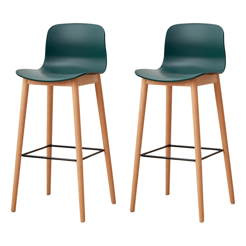 Modern Wood Barstool Simple Low Back Indoor Tall Stool with Plastic Seat