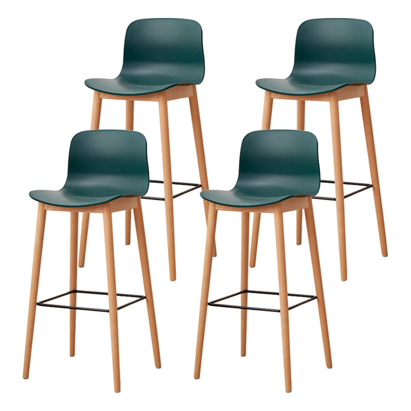 Modern Wood Barstool Simple Low Back Indoor Tall Stool with Plastic Seat