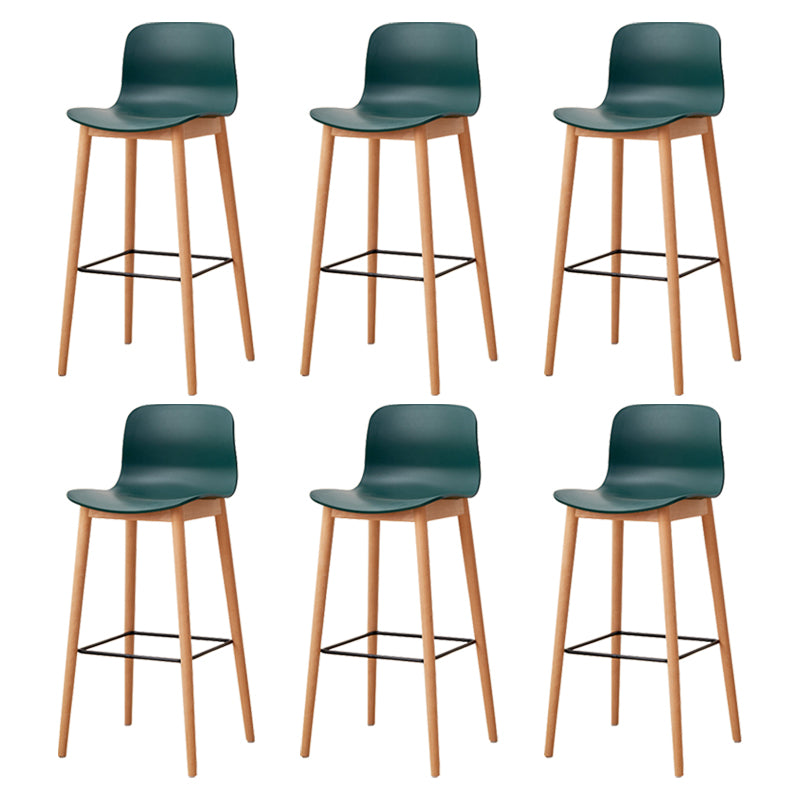 Modern Wood Barstool Simple Low Back Indoor Tall Stool with Plastic Seat