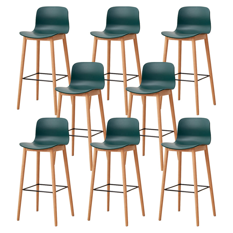 Modern Wood Barstool Simple Low Back Indoor Tall Stool with Plastic Seat