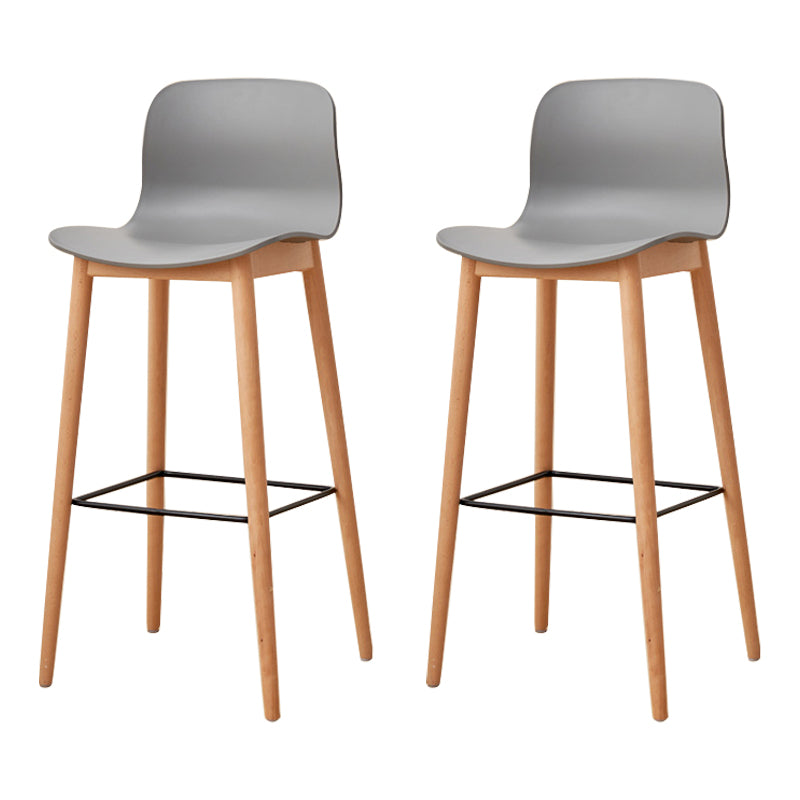 Modern Wood Barstool Simple Low Back Indoor Tall Stool with Plastic Seat