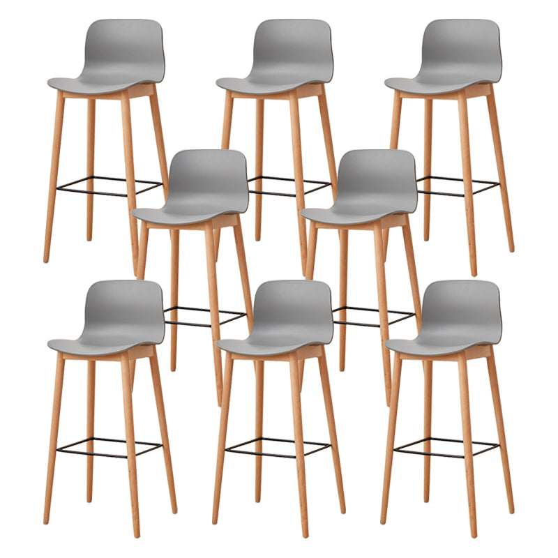 Modern Wood Barstool Simple Low Back Indoor Tall Stool with Plastic Seat