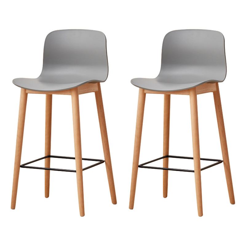 Modern Wood Barstool Simple Low Back Indoor Tall Stool with Plastic Seat