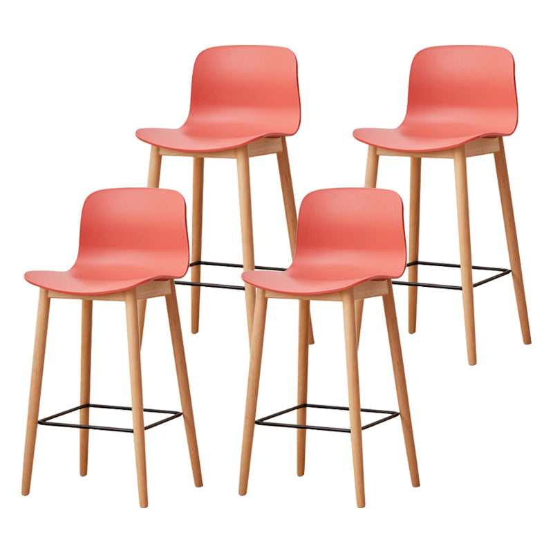 Modern Wood Barstool Simple Low Back Indoor Tall Stool with Plastic Seat