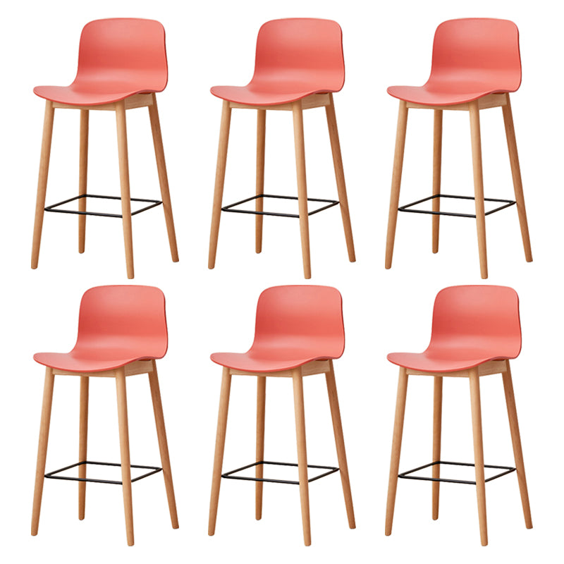 Modern Wood Barstool Simple Low Back Indoor Tall Stool with Plastic Seat
