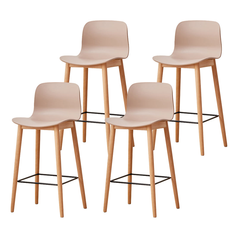 Modern Wood Barstool Simple Low Back Indoor Tall Stool with Plastic Seat