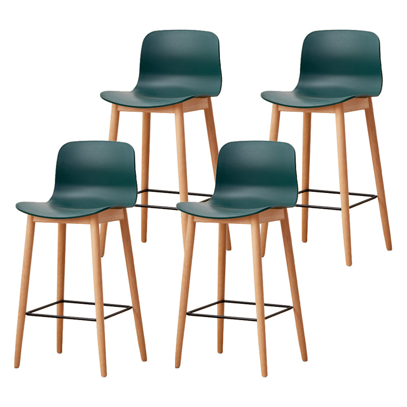 Modern Wood Barstool Simple Low Back Indoor Tall Stool with Plastic Seat