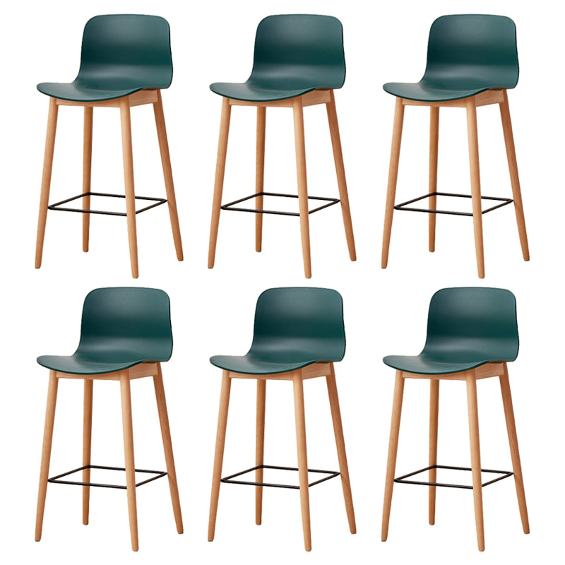 Modern Wood Barstool Simple Low Back Indoor Tall Stool with Plastic Seat
