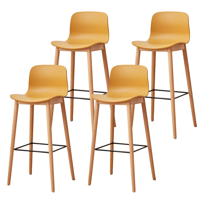 Modern Wood Barstool Simple Low Back Indoor Tall Stool with Plastic Seat