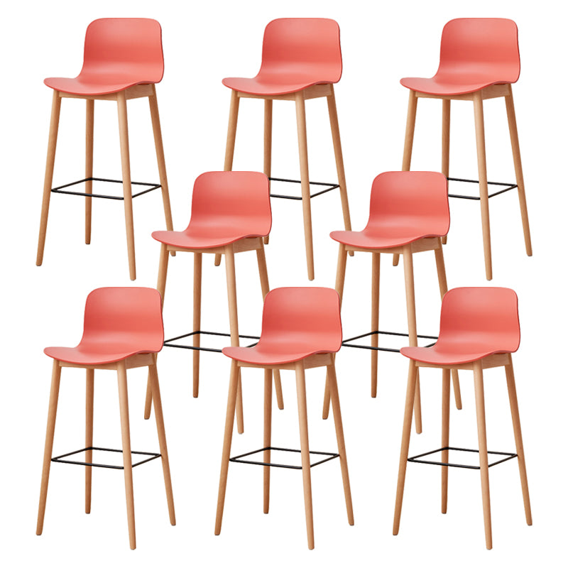 Modern Wood Barstool Simple Low Back Indoor Tall Stool with Plastic Seat