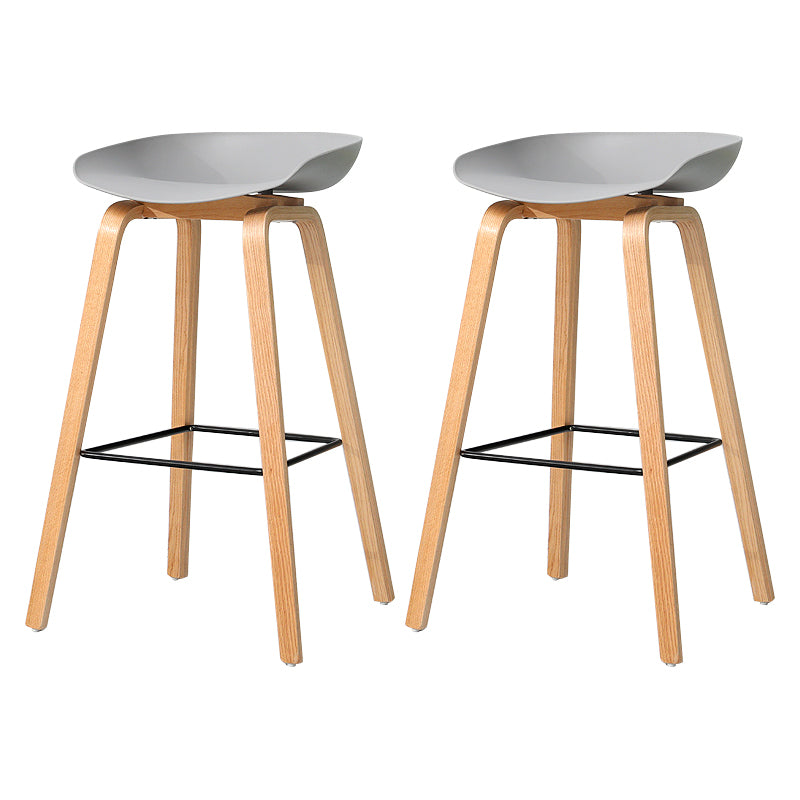 30-inch Modern Beech Wood Barstool Simple Backless Indoor Tall Stool with Plastic Seat