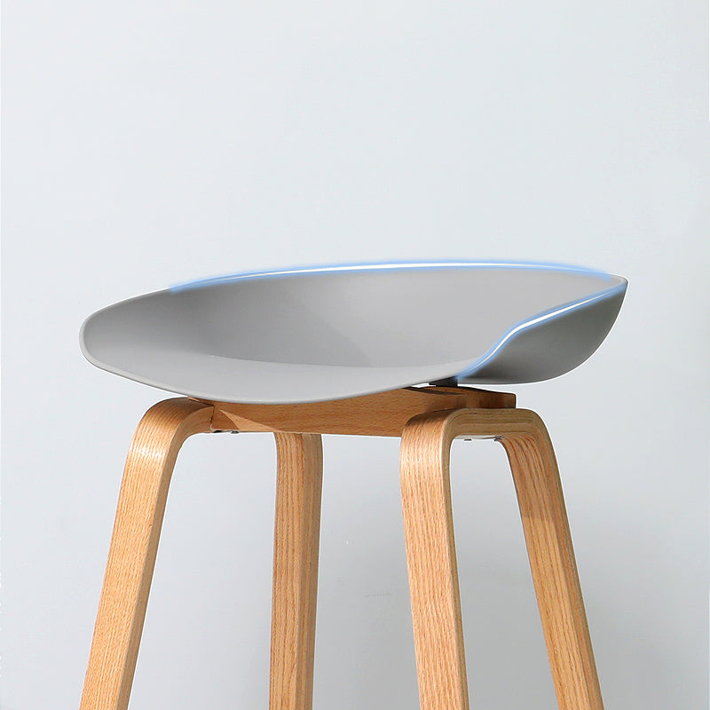 30-inch Modern Beech Wood Barstool Simple Backless Indoor Tall Stool with Plastic Seat