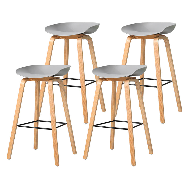 30-inch Modern Beech Wood Barstool Simple Backless Indoor Tall Stool with Plastic Seat