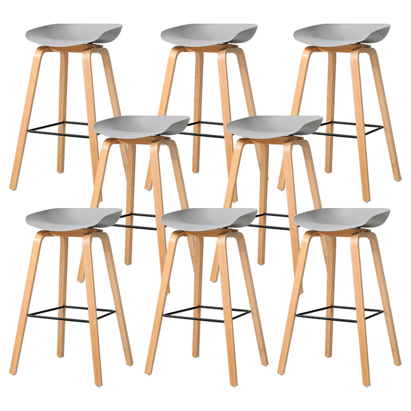 30-inch Modern Beech Wood Barstool Simple Backless Indoor Tall Stool with Plastic Seat