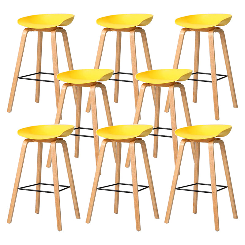 30-inch Modern Beech Wood Barstool Simple Backless Indoor Tall Stool with Plastic Seat