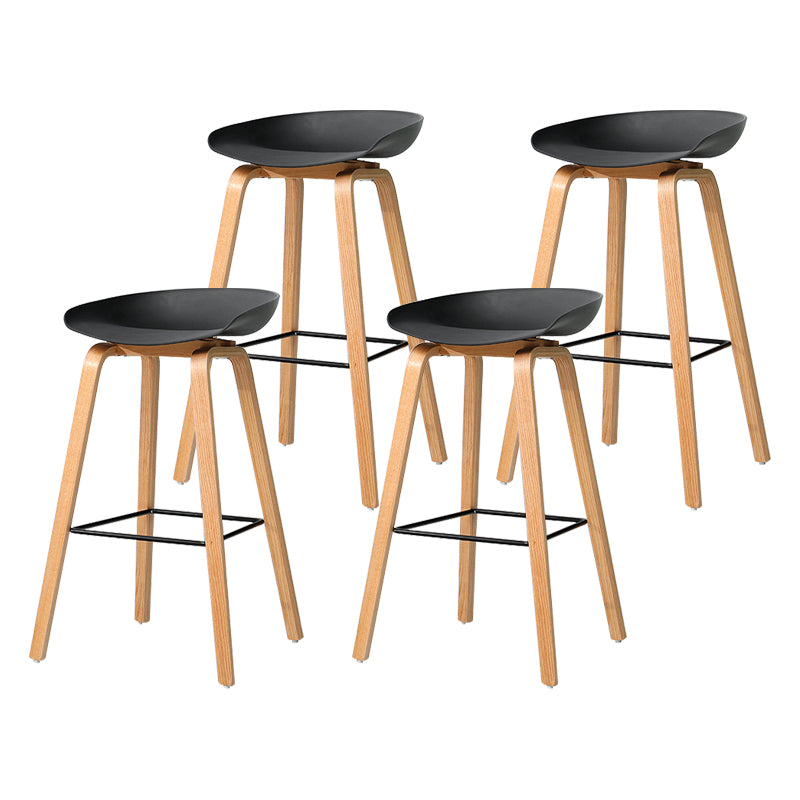 30-inch Modern Beech Wood Barstool Simple Backless Indoor Tall Stool with Plastic Seat